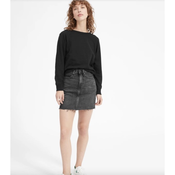 EVERLANE BLACK DENIM RAW HEM SKIRT SIZE 30 - Picture 2 of 6
